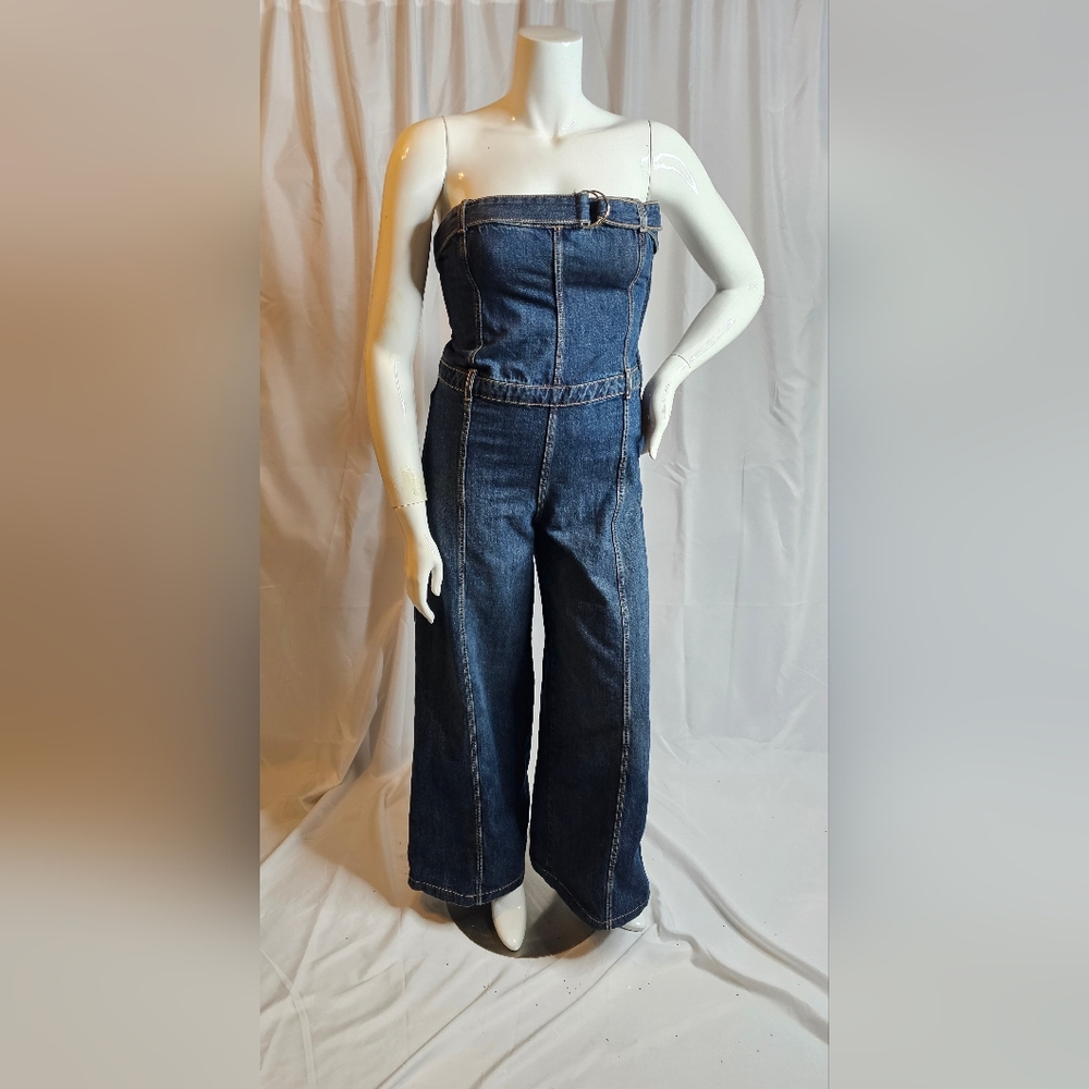 ZARA Strapless TRF Denim jumpsuit 0541/239 XL